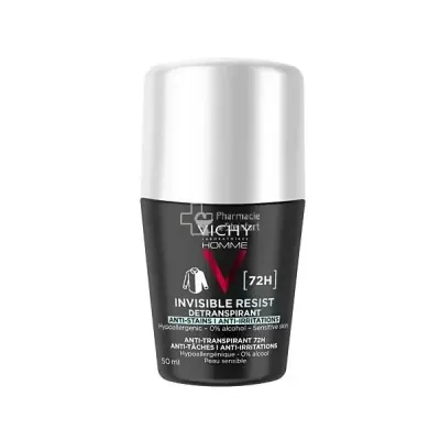 VICHY HOMME DEODORANT INVISIBLE RESIST DERMO-DETRANSPIRANT 72H ROLL ON 50ML