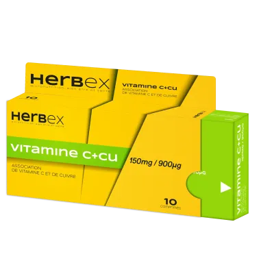HERBEX VITAMINE C+CU 150MG/90UG 10 COMPRIMES