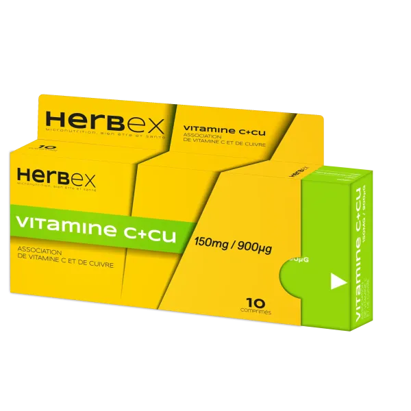 HERBEX VITAMINE C+CU 150MG/90UG 10 COMPRIMES