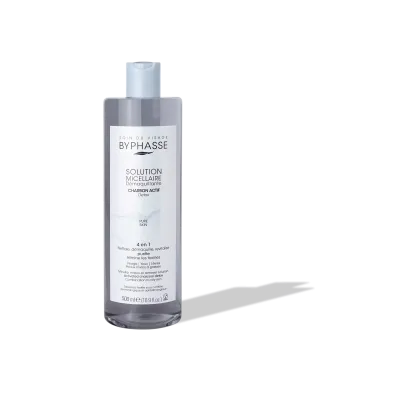 BYPHASSE SOLUTION MICELLAIRE DEMAQUILLANTE 4 EN 1 AU CHARBON ACTIF 500ML