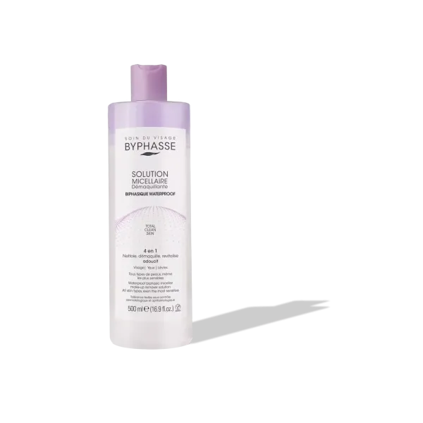 BYPHASSE SOLUTION MICELLAIRE DEMAQUILLANTE 4 EN 1 BIPHASIQUE WATERPROOF 500ML