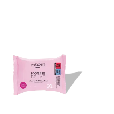 BYPHASSE LINGETTES DEMAQUILLANTES PROTEINES DE LAIT 20 UNITES