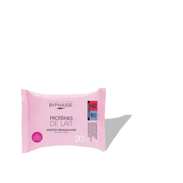 BYPHASSE LINGETTES DEMAQUILLANTES PROTEINES DE LAIT 20 UNITES