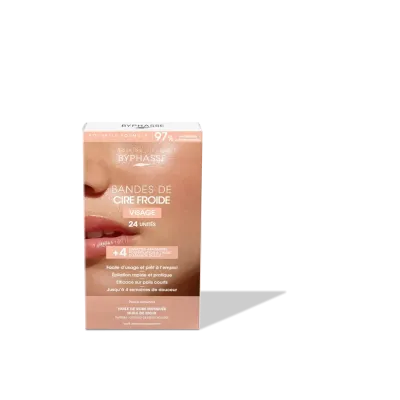 BYPHASSE BANDES DE CIRE FROIDE VISAGE & ZONES DELICATES 24 PIECES