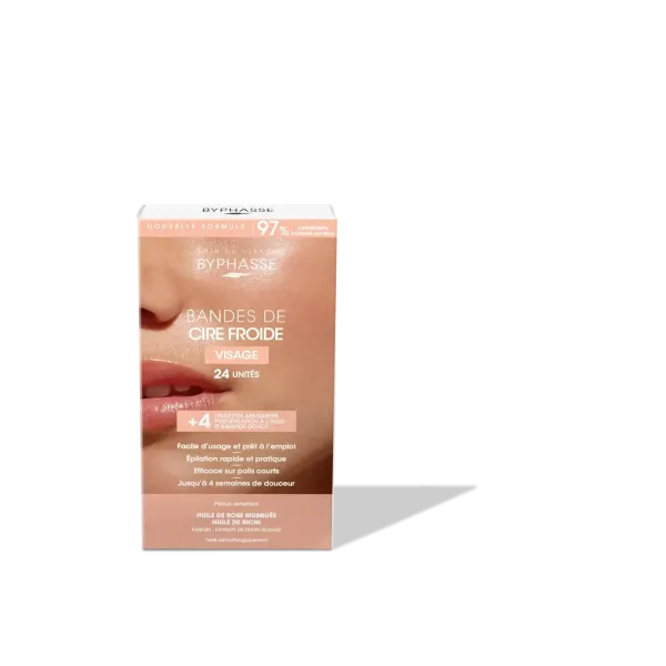 BYPHASSE BANDES DE CIRE FROIDE VISAGE & ZONES DELICATES 24 PIECES