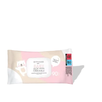 BYPHASSE BABY LINGETTES ALOE VERA EXTRAIT DE CAMOMILLE BT/90