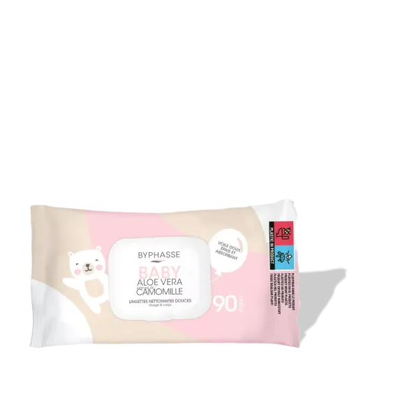 BYPHASSE BABY LINGETTES ALOE VERA EXTRAIT DE CAMOMILLE BT/90