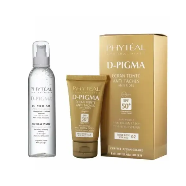 PHYTEAL DPIGMA ECRAN TEINTE BEIGE ROSÉ SPF50+EAU MICELLAIRE A L'ALOE VERA 150ML (OFFERTE)