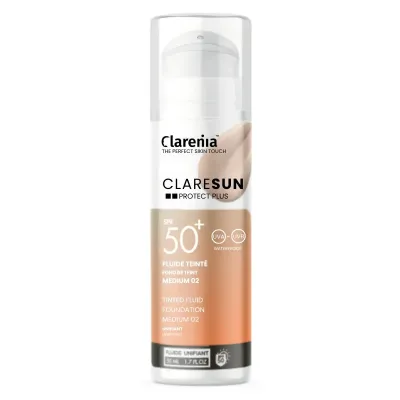 CLARENIA CLARESUN FOND DE TEINT 02 MEDIUM SPF50+ WATERPROOF 50ML