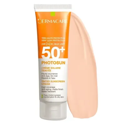 DERMACARE 1.5 PHOTOSUN CREME SPF50+ TEINTEE PEAU MIXTE A GRASSE 50ML