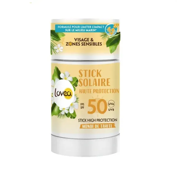 LOVEA STICK SOLAIRE VISAGE & ZONES SENSIBLES MONOI DE TAHITI HAUTE PROTECTION SPF50 40GR