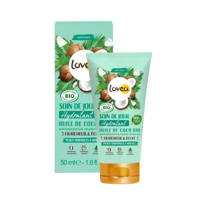 LOVEA SOIN DE JOUR HUILE DE COCO BIO PEAUX NORMALES A MIXTES 50ML