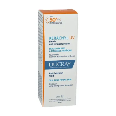 DUCRAY KERACNYL UV FLUIDE ANTI IMPERFECTIONS PEAUX GRASSES A TENDANCE ACNEIQUE SPF50 50ML