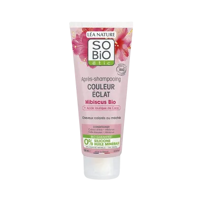 SO BIO APRÈS-SHAMPOING CHEVEUX COLORÉS OU MÉCHÉS HIBISCUS & ACIDE LAURIQUE DE COCO BIO 200ML