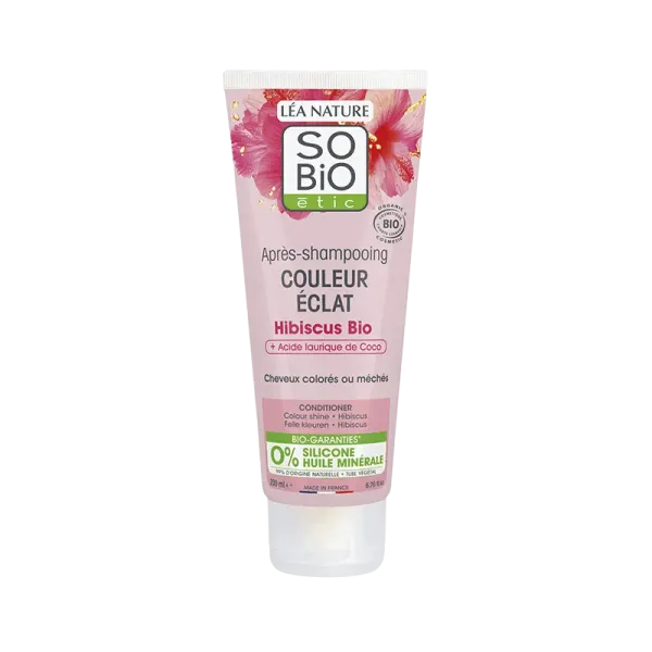 SO BIO APRÈS-SHAMPOING CHEVEUX COLORÉS OU MÉCHÉS HIBISCUS & ACIDE LAURIQUE DE COCO BIO 200ML