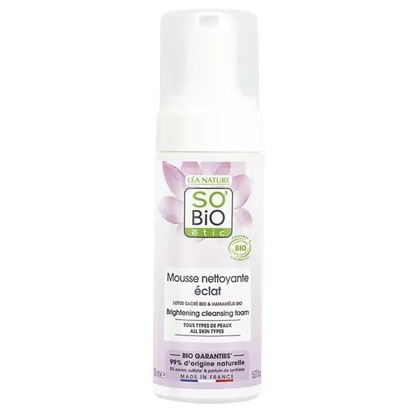 SO BIO POUR UNE PEAU PARFAITE MOUSSE NETTOYANTE ÉCLAT LOTUS SACRÉ BIO 150ML