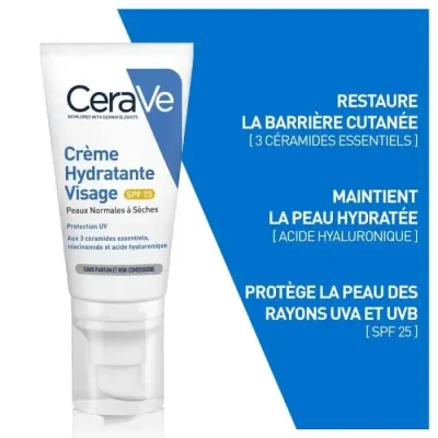 CERAVE CREME JOUR HYDRATANTE SPF30 PEAUX NORMALES A SECHES 52ML