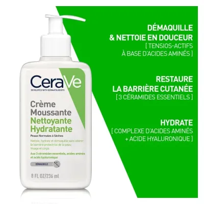 CERAVE CREME MOUSSANTE NETTOYANTE HYDRATANTE 236 ML
