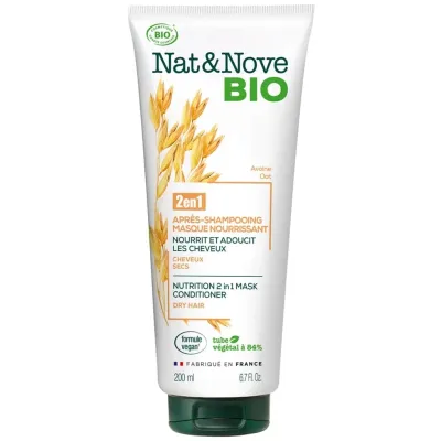 NAT & NOVE BIO 2EN1 APRES-SHAMPOOING MASQUE NOURRISSANT CHEVEUX SECS 200ML