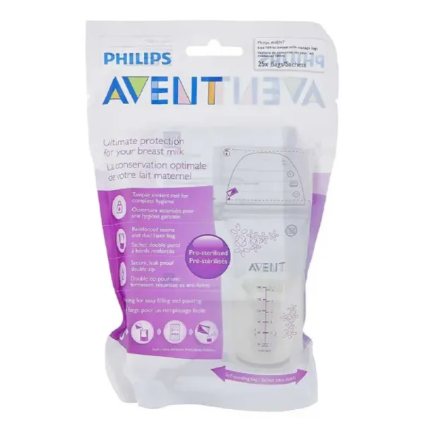 AVENT PHILIPS SAC DE CONSERVATION DU LAIT MATERNEL 25 PIECES