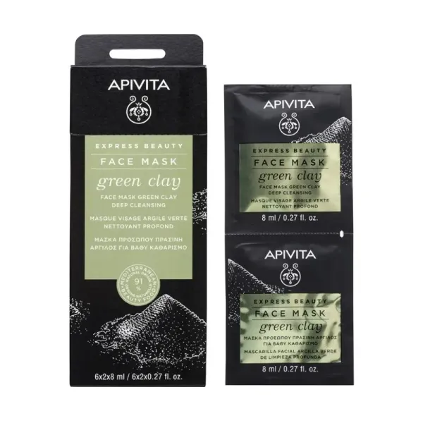 APIVITA EXPRESS BEAUTY FACE MASK GREEN CLAY 6*2*8ML