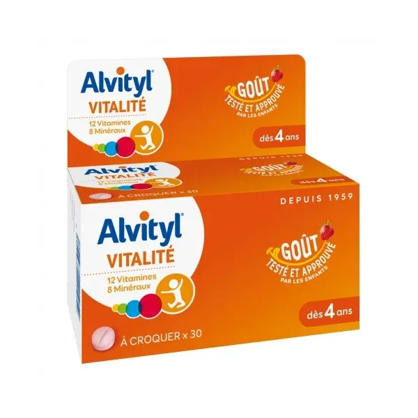ALVITYL VITALITE A CROQUER GOUT FRAISE 30 COMPRIMES