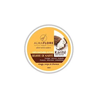 ALMAFLORE BEURRE DE KARITE PURE 100% NATUREL 100GR