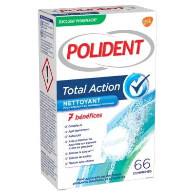 POLIDENT TOTAL ACTION NETTOYANT APPAREILS DENTAIRES