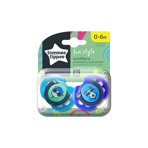 TOMMEE TIPPEE 2 SUCETTES FUN STYLE 0-6M
