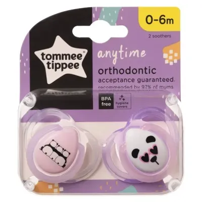 TOMMEE TIPPEE ANYTIME 2 SUCETTES ORTHODONTIC 0-6M