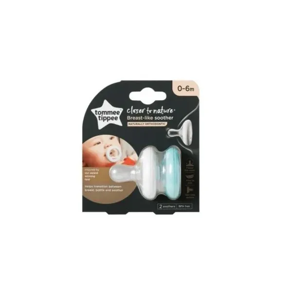 TOMMEE TIPPEE CLOSER TO NATURE 2 SUCETTES BREAST-LIKE NUIT 0-6M