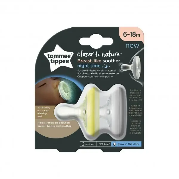TOMMEE TIPPEE CLOSER TO NATURE 2 SUCETTES BREAST-LIKE NUIT 6-18M