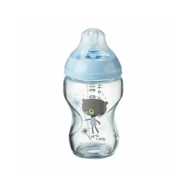 TOMMEE TIPPEE CLOSER TO NATURE BIBERON BLEU EN VERRE 0M+ 250ML