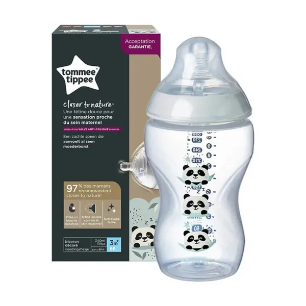 TOMMEE TIPPEE CLOSER TO NATURE BIBERON PANDA VERT 3M+ 340ML