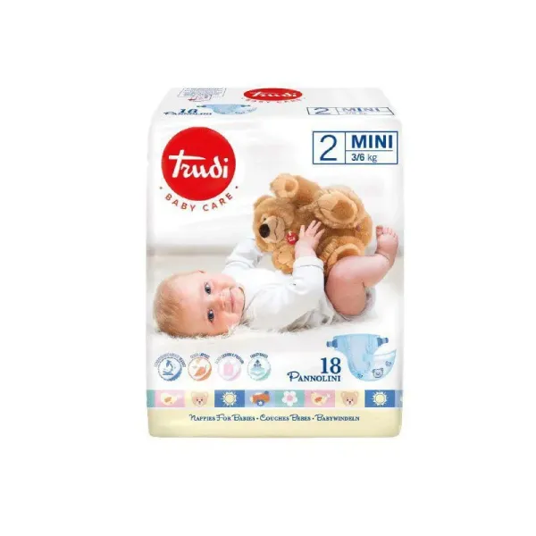 TRUDI BABY COUCHE MINI 3/6 KG TAILLE 2 BOITE DE 18