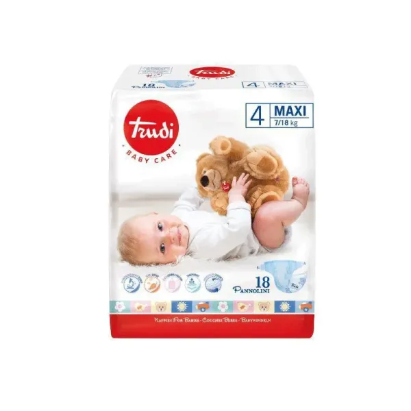 TRUDI BABY COUCHE MAXI 7/18 KG TAILLE 4 BOITE DE 18