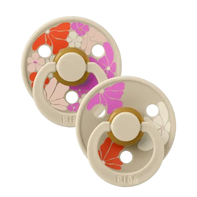 BIBS 2 SUCETTES NATURAL RUBBER MORNING BLOOM LATEX VANILLA MIX SIZE 2