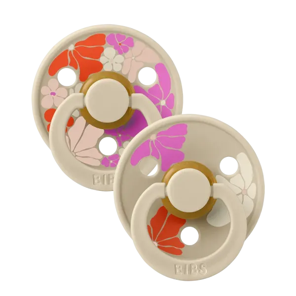 BIBS 2 SUCETTES NATURAL RUBBER MORNING BLOOM LATEX VANILLA MIX SIZE 2