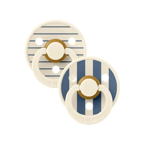 BIBS 02 SUCETTES NATURAL RUBBER IVORY STEEL BLUE MIX SIZE 2