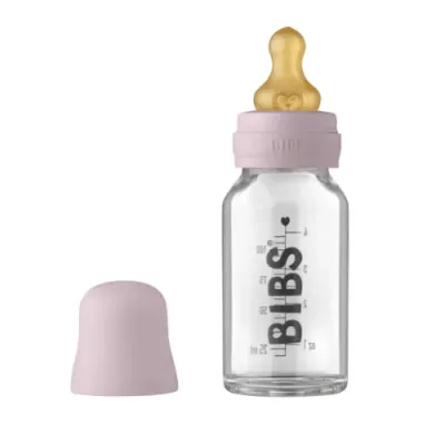 BIBS BABY GLASS BOTTLE COMPLETE SET DUSKY LILAC 110ML