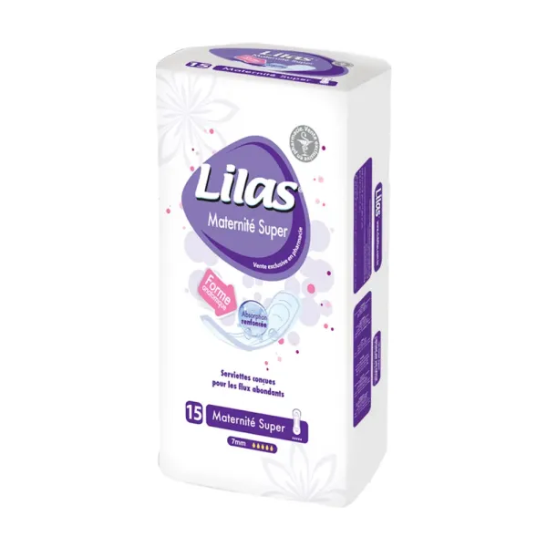 LILAS SERVIETTES MATERNITE SUPER PHARMACIE 15 PIECES