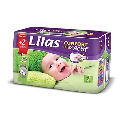 LILAS CONFORT MAX COUCHE BEBE 3-5KG 32 PIECES