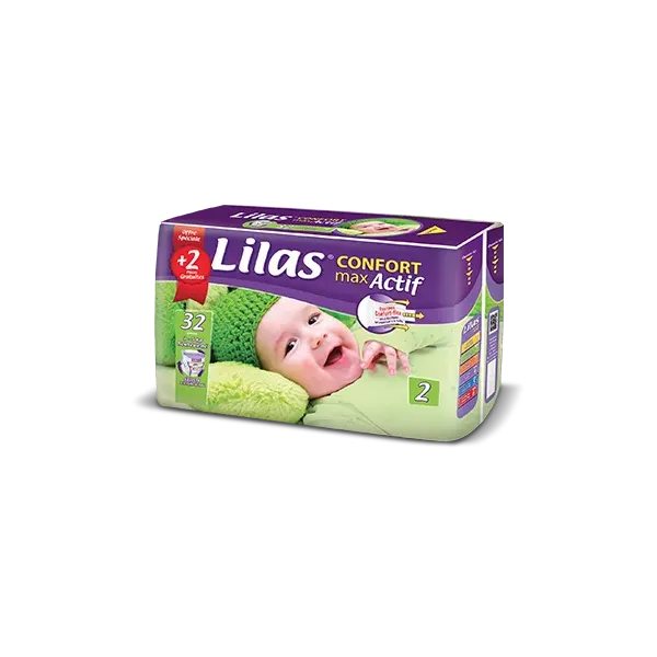 LILAS CONFORT MAX COUCHE BEBE 3-5KG 32 PIECES