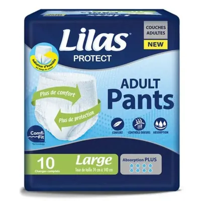 LILAS COUCHE PANTS ADULTE 10 PIECES TAILLE L