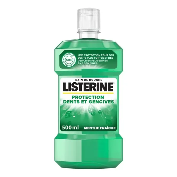 LISTERINE BAIN DE BOUCHE PROTECTION DENTS ET GENCIVES MENTHE FRAICHE 500ML