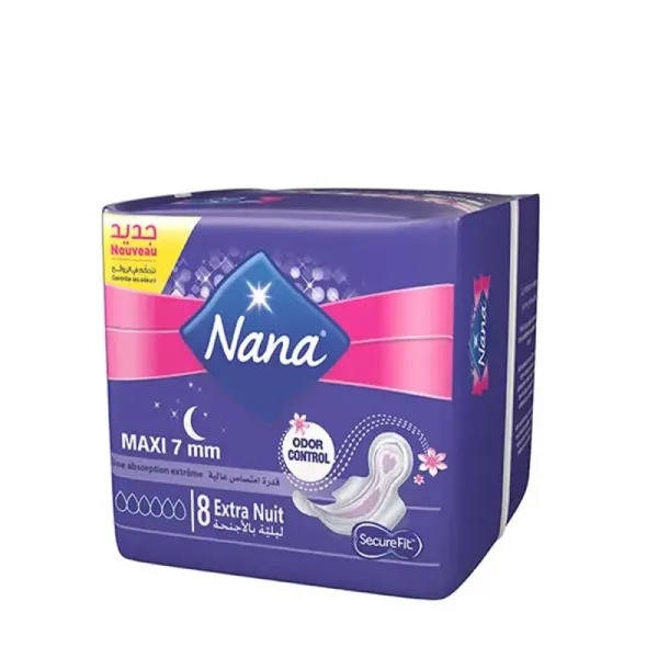 NANA SERVIETTE MAXI EXTRA NUIT 8 PIÈCES