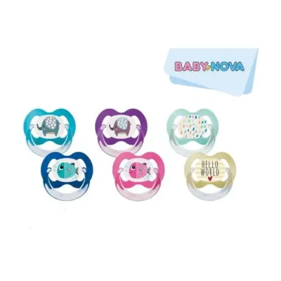 BABY NOVA SUCETTE EN SILICONE AVEC PHOSPHORE DE NUIT 0-6 MOIS