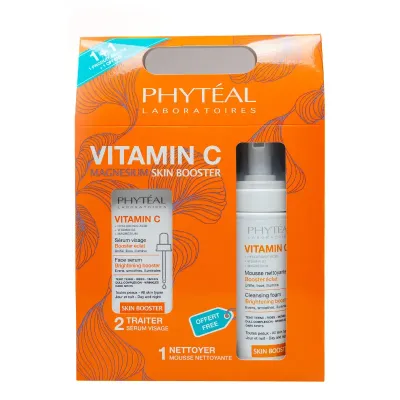 PHYTEAL COFFRET VITAMINE C SERUM VISAGE 30 ML+VITAMINE C MOUSSE NETTOYANTE 200 ML (OFFERT)