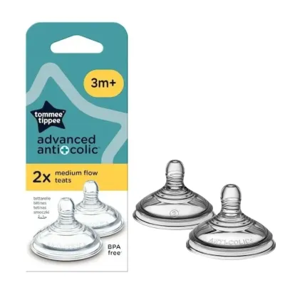 TOMMEE TIPPEE 2 TETINES ANTI COLIQUE AVANCEE DEBIT MOYEN 3MOIS+