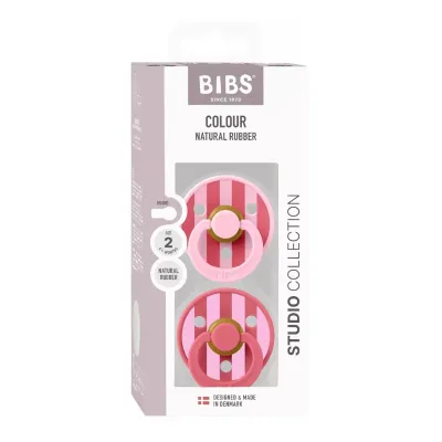 BIBS 02 SUCETTES COLOUR NATURAL BLOCK PINK CORAL MIX SIZE 2 6M+